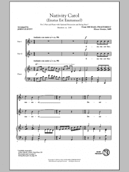 page one of Nativity Carol (Enatus Est Emmanuel) (2-Part Choir)