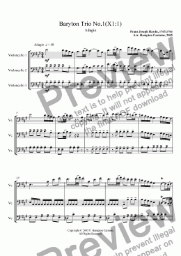 page one of Baryton Trio no. 1: Adagio