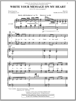 page one of Write Your Message On My Heart (SATB Choir)