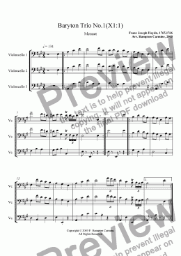 page one of Baryton Trio no. 1: Minuet