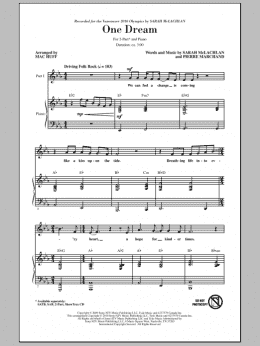 page one of One Dream (2-Part Choir)