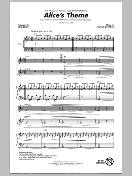 page one of Alice's Theme (from Alice In Wonderland) (arr. Mac Huff) (2-Part Choir)