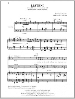 page one of Listen! (SATB Choir)