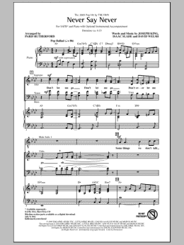 page one of Never Say Never (SATB Choir)