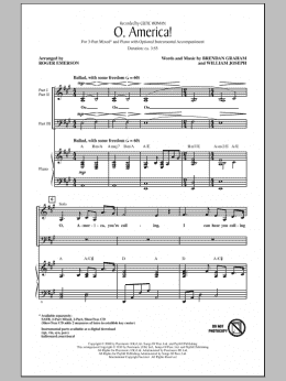 page one of O, America! (3-Part Mixed Choir)