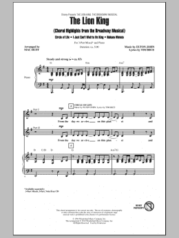 page one of The Lion King (Broadway Musical Highlights) (3-Part Mixed Choir)