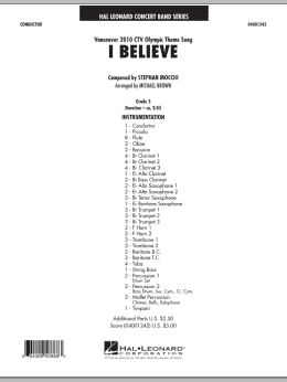 page one of I Believe (Vancouver 2010 CTV Olympic Theme Song) - Full Score (Concert Band)