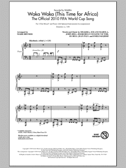 page one of Waka Waka (This Time For Africa) - The Official 2010 FIFA World Cup Song (3-Part Mixed Choir)