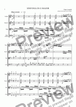 page one of Sinfonia in G Major