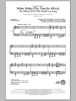 page one of Waka Waka (This Time For Africa) - The Official 2010 FIFA World Cup Song (SATB Choir)