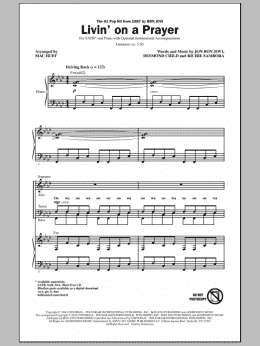 page one of Livin' On A Prayer (arr. Mac Huff) (SATB Choir)