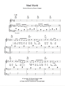 Tears For Fears: Mad World sheet music for piano solo (PDF)