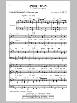 page one of Spirit Train! (2-Part Choir)