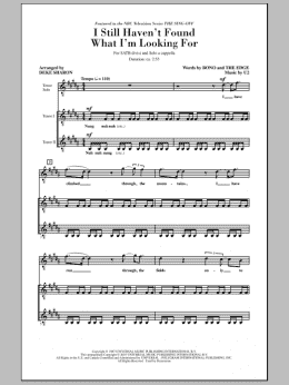page one of I Still Haven't Found What I'm Looking For (from NBC's The Sing-Off) (SATB Choir)