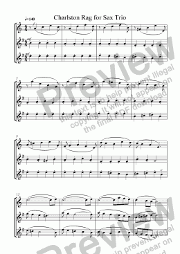 page one of Charlston Rag, No.5 of Dances for Sax Trio