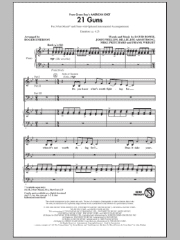 page one of 21 Guns (from Green Day's American Idiot) (arr. Roger Emerson) (3-Part Mixed Choir)