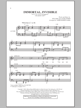 page one of Immortal, Invisible (SATB Choir)