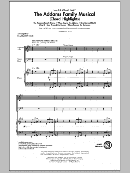 page one of The Addams Family Musical (Choral Highlights) (SATB Choir)