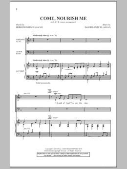 page one of Come Nourish Me (SATB Choir)