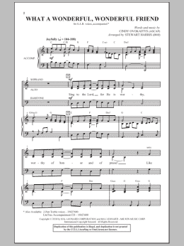 page one of What A Wonderful, Wonderful Friend (SAB Choir)