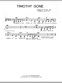 page one of Timothy Gone (Lead Sheet / Fake Book)