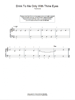 page one of Drink To Me Only With Thine Eyes (Easy Piano)