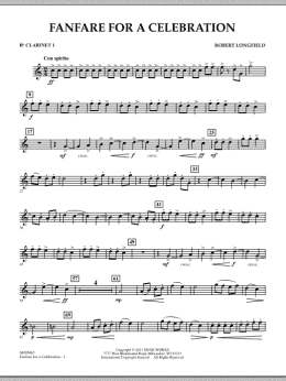page one of Fanfare For A Celebration - Bb Clarinet 1 (Concert Band)