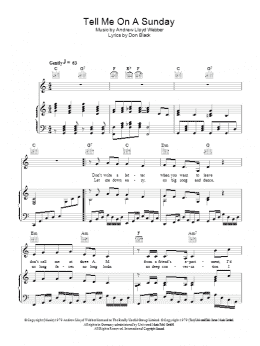 page one of Tell Me On A Sunday (Piano, Vocal & Guitar Chords)