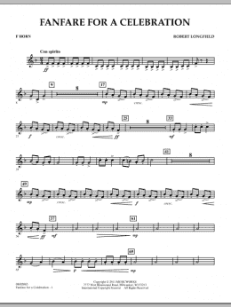 page one of Fanfare For A Celebration - F Horn (Concert Band)
