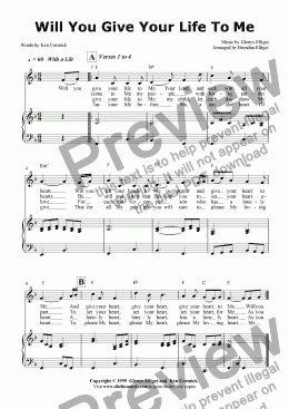 page one of Will You Give Your Life To Me  - Piano/Vocal