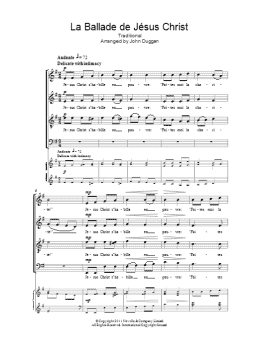 page one of La Ballade De Jesus Christ (SATB Choir)