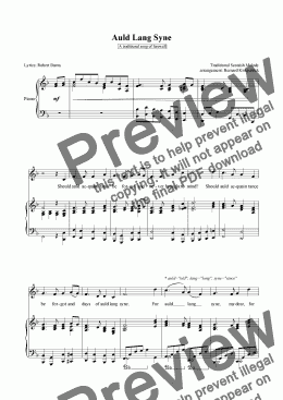 page one of "Auld Lang Syne" -Download Sheet Music-Digital Score