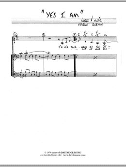 page one of Yes I Am (Lead Sheet / Fake Book)