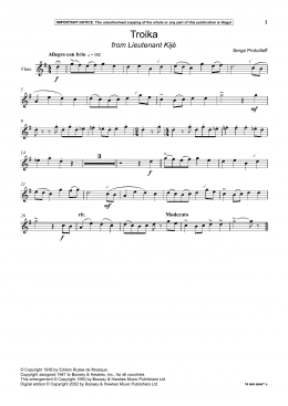 page one of Troika (from Lieutenant Kije) (Flute and Piano)