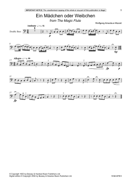 page one of Ein Madchen Oder Weibchen (from The Magic Flute) (Instrumental Solo)