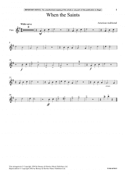 page one of When The Saints Go Marching In (Flute and Piano)