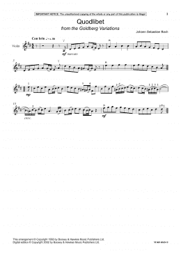 page one of Quodlibet (from The Goldberg Variations) (Instrumental Solo)