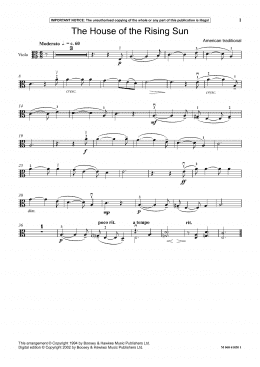 page one of The House Of The Rising Sun (Viola and Piano)