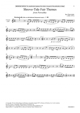 page one of Shrove Tide Fair Themes (from Petrushka) (Instrumental Solo)