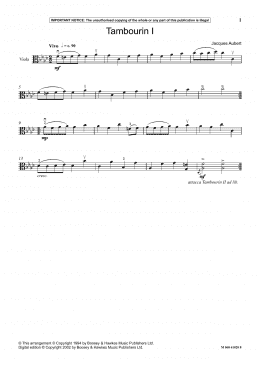 page one of Tambourin I (Instrumental Solo)