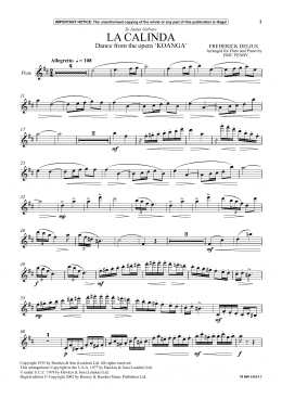 page one of La Calinda (Dance from The Opera Koanga) (Instrumental Solo)