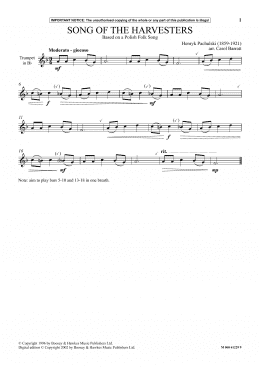page one of Song Of The Harvesters (Instrumental Solo)