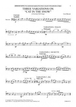 page one of Three Variations On "Cat In The Snow" (A German Folk Song) (Instrumental Solo)