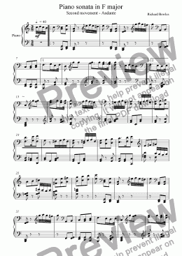 page one of Piano Sonata in F major - Second Movement
