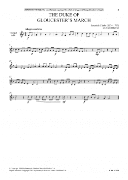 page one of The Duke Of Gloucester's March (Instrumental Solo)