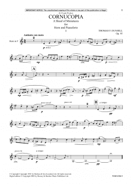 page one of Cornucopia - A Sheaf Of Miniatures For Horn And Pianoforte (I) (Instrumental Solo)