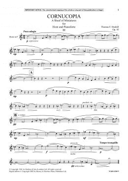 page one of Cornucopia- A Sheaf Of Miniatures For Horn And Pianoforte (III) (Instrumental Solo)