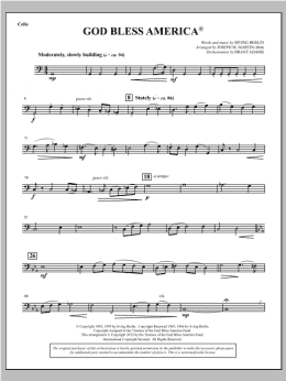 page one of God Bless America - Cello (Choir Instrumental Pak)