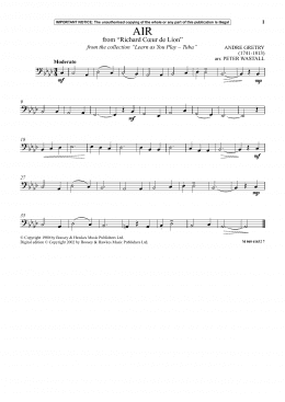 page one of Air From Richard Coeur De Lion (from Learn As You Play Tuba) (Instrumental Solo)