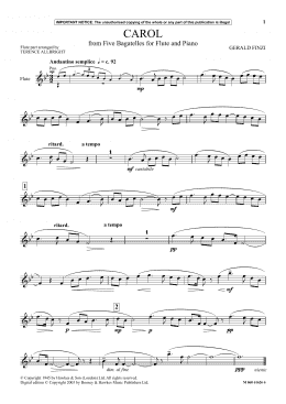 page one of Carol (from Five Bagatelles For Flute And Piano) (Flute and Piano)